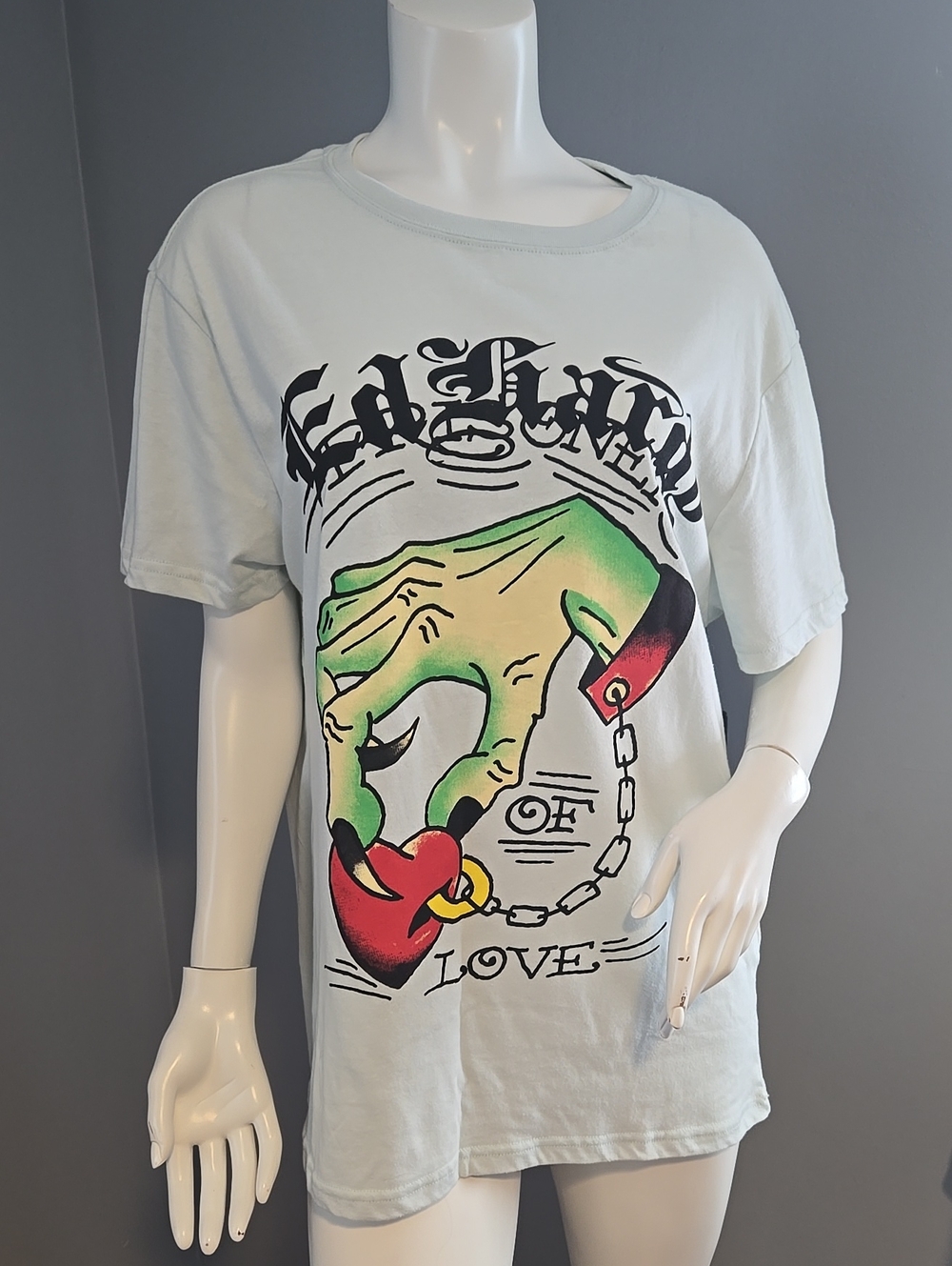 Ed Hardy NWT Men's Prisoner Of Love Pale Green Graphic Tee Sz M Unisex